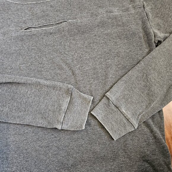 Chaser Womens Medium Gray Shirt Cutout Oversized Slouchy‎ Longsleeve Thermal - Picture 5 of 7